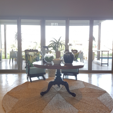 New scatters, new rug, Plants, vases, re-upholstered chairs