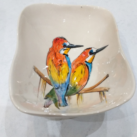 pottery 2 bird wonky bowl
