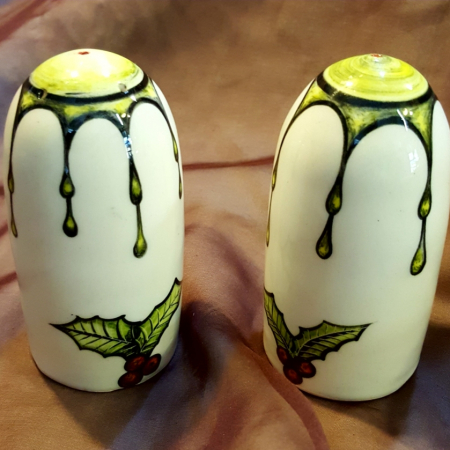 pottery Christmas salt & pepper