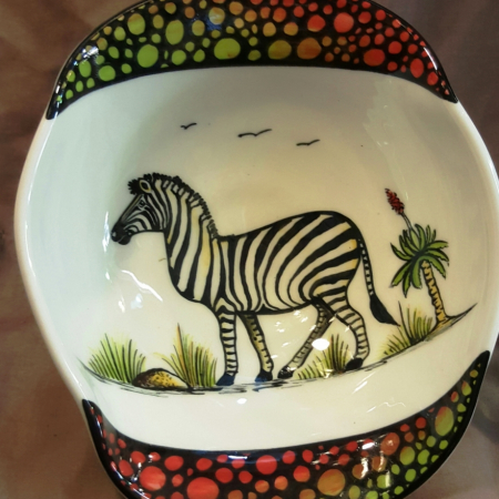 pottery altered bowl zebra