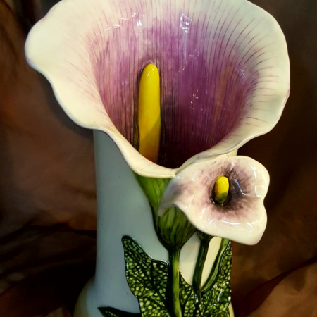 pottery arum vase purple