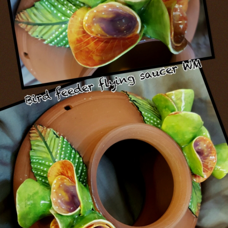 pottery bird feeder