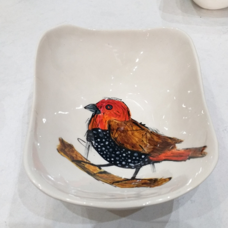 pottery bird wonky bowl