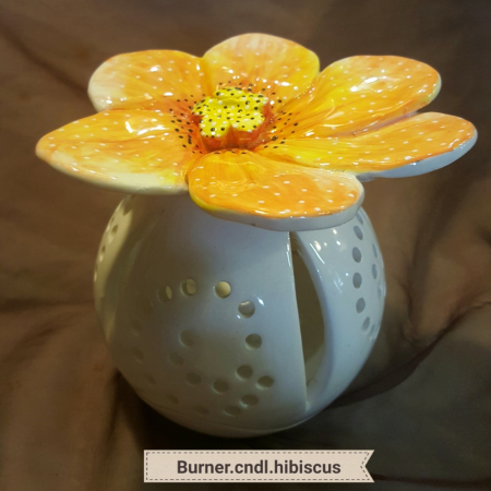 pottery burner hibiscus yellow