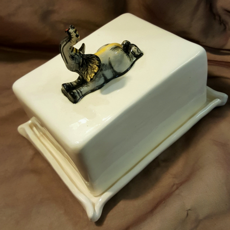 pottery butter dish eli painted