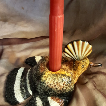 pottery candle stick hoopoe