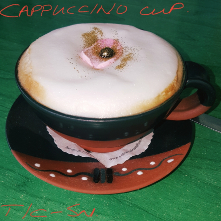 pottery cappuccino cup+saucer