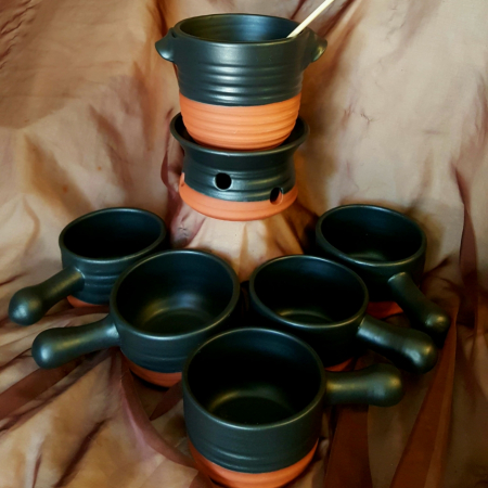 pottery choc fondue set