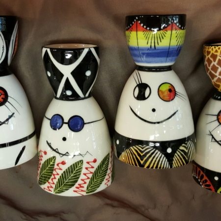 pottery double EF egg cups