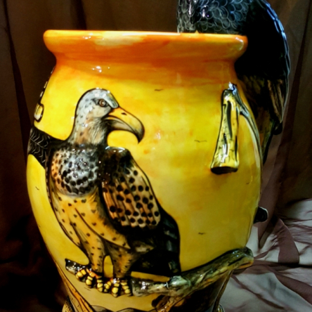 pottery eagle vase orange