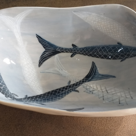 pottery fish greys wonky bowl