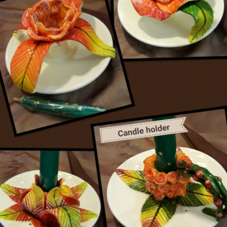 pottery flower candle sticks