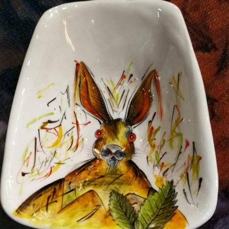 pottery hare wonky bowl