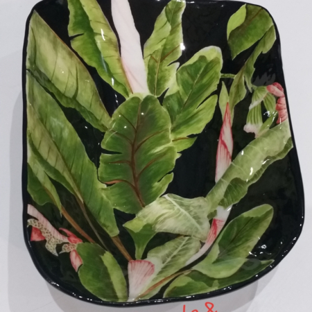 pottery leaf wonky bowl 2 with black