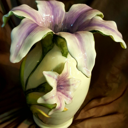 pottery lily vase purple