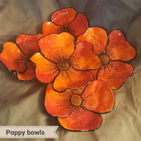 pottery poppy bowls