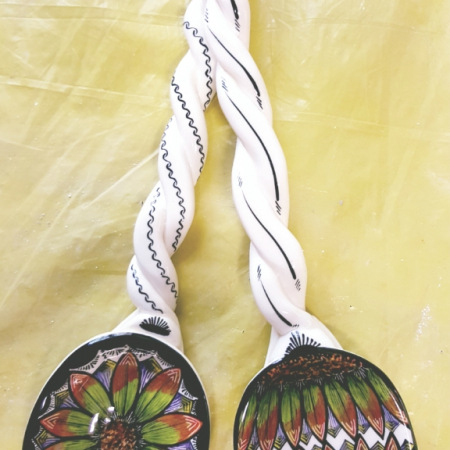 pottery salad spoons Tracy